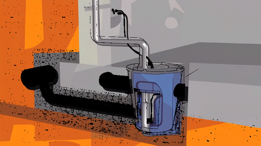 Illustration of demonstrating sump pump maintenance.